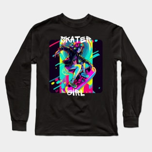 Lets Skate - Cool skater on the street - Graffiti Style 2 Long Sleeve T-Shirt